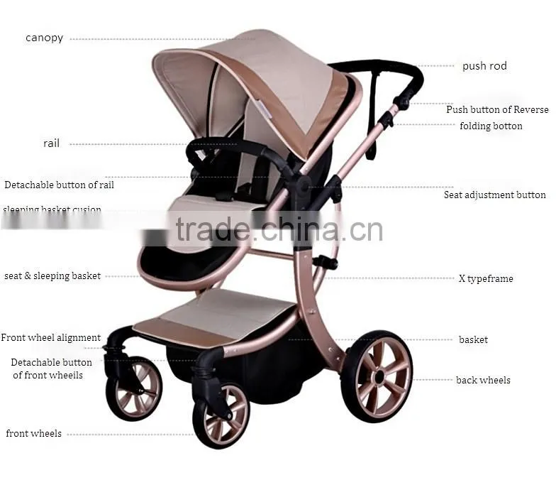 High lanscape with X type frame baby strollers,One key folding baby stroller