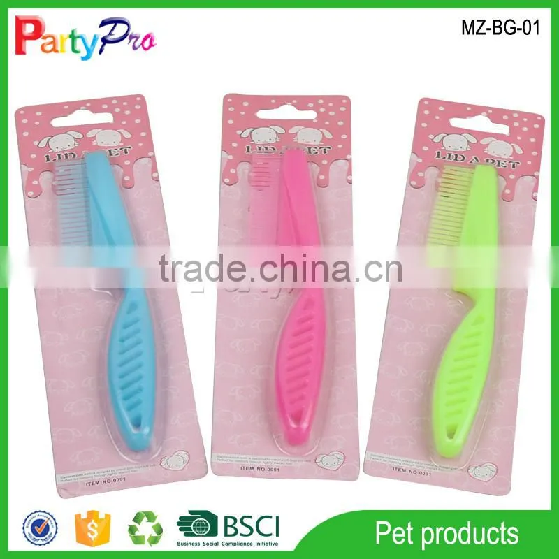 2015 wholesale Pet product plastic pp material small colorful deshedding tool & pet grooming brush