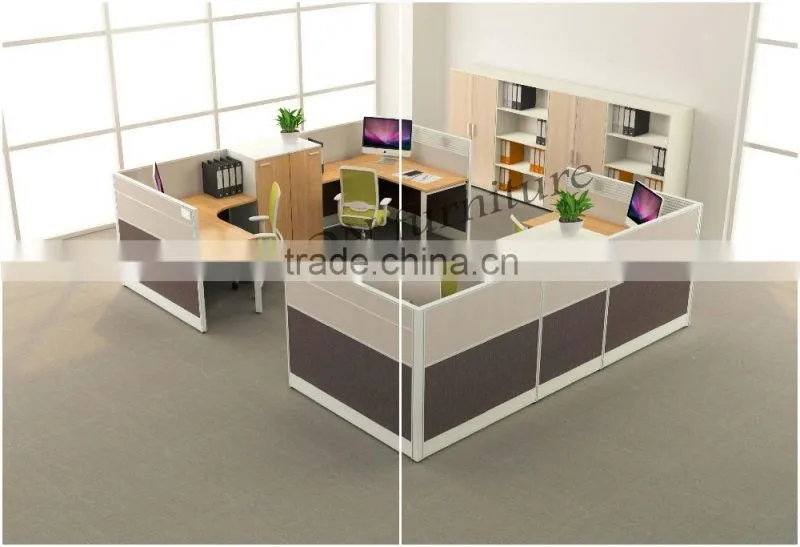120 degree 3 person wooden office Workstation