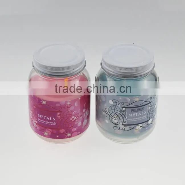 Natural scented glass candle jar with lid