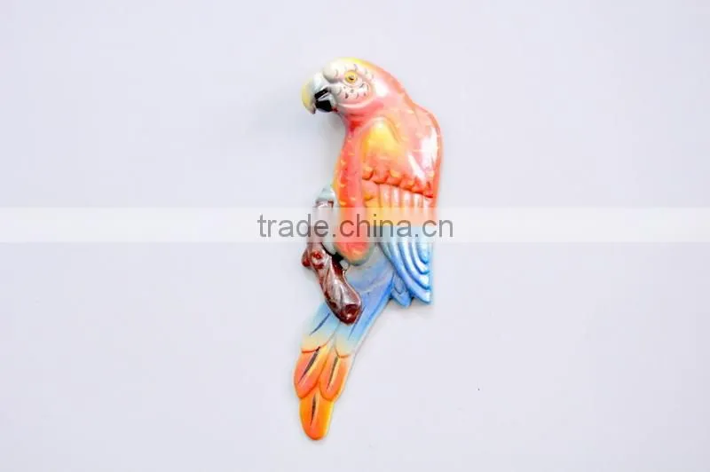 Colorful 5 inch Plastic Pearl Powder Flat Parrot Animal Fridge Magnet, Animal Homes craft, Decorative Magnets