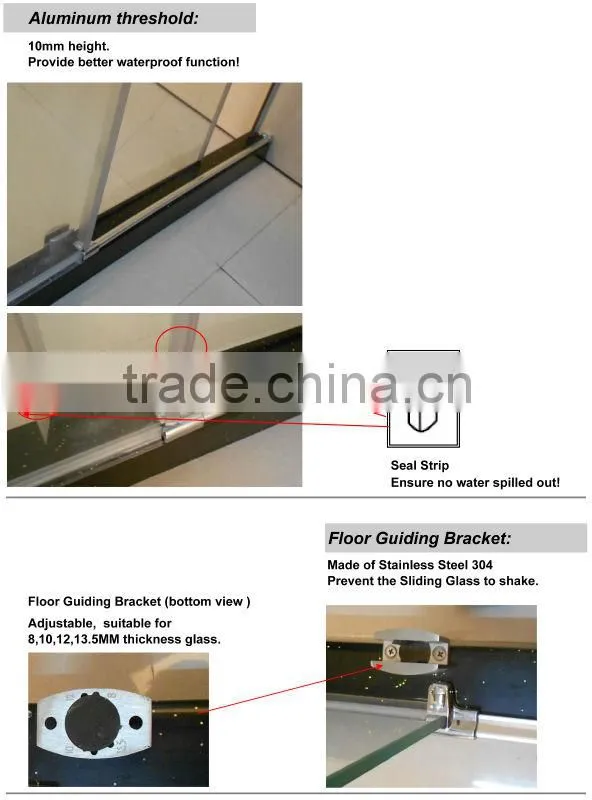 Spare Parts Tempered Stainless Steel prefabricated Sliding Small Cheap Shower Enclosures