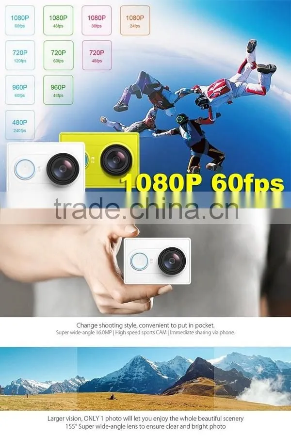 New Product 2016 china suppliers mini wifi bluetooth4.0 waterproof 1080P HD digital video original xiaomi yi Action Sport Camera