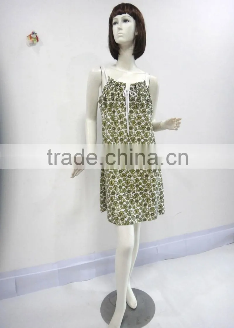Pure and fresh and rural wind harness nightgown women
