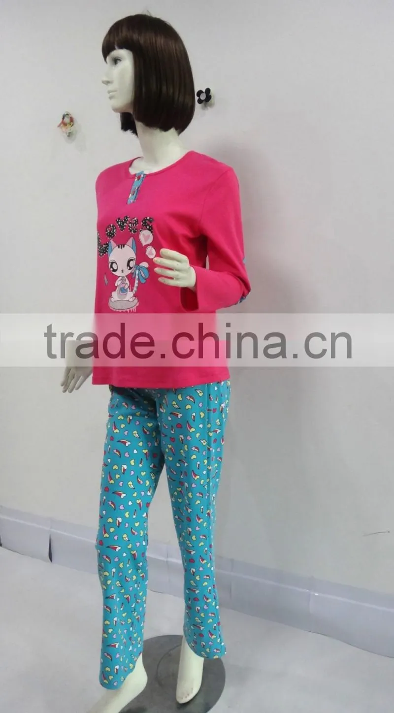 Exclusive custom cute cat warm pajamas women