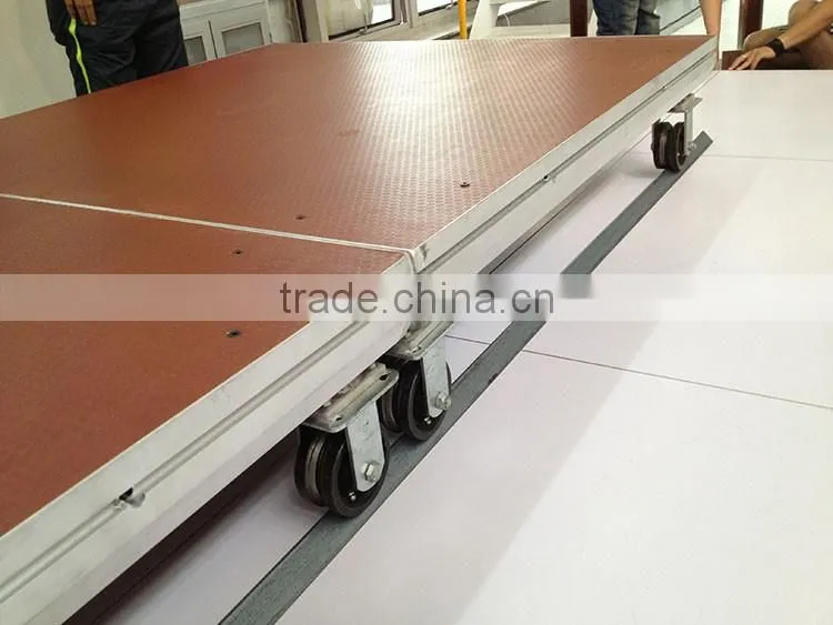 Quick lock portable aluminum plywood stage with wheels