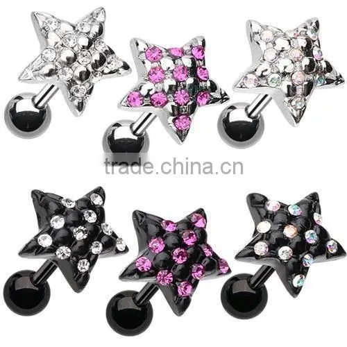 Star Tragus Cartilage Earring CZ Body Piercing Jewelry