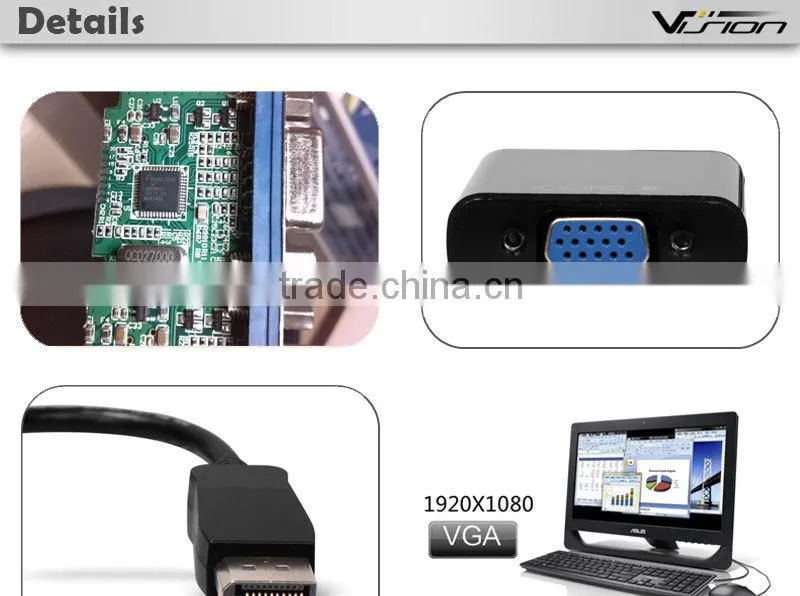 2016 new arrival display port to vga adapter