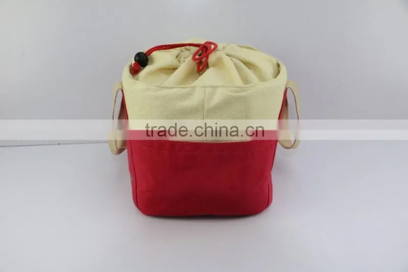 2016 new design cooler bag cotton lunch bag fashion drawstring cooler bag
