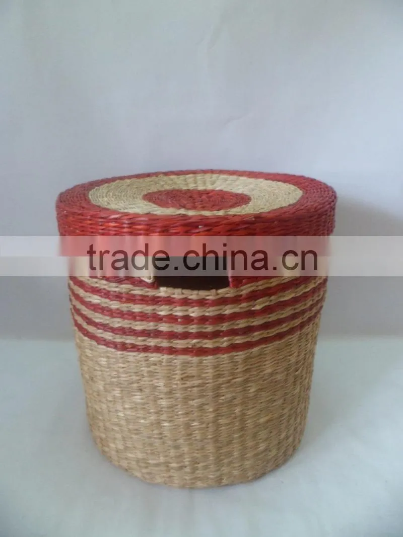 Cute seagrass box with lid, natural seagrass basket with very very cheap price