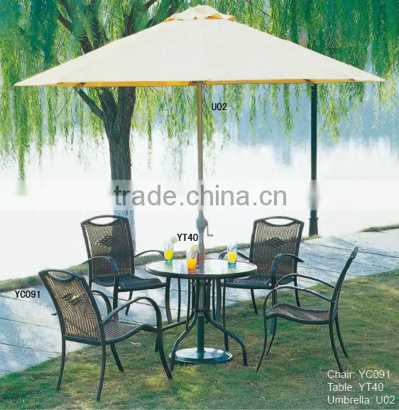 Long glass table and 6 chairs pool patio bar furniture set YC088 YT37