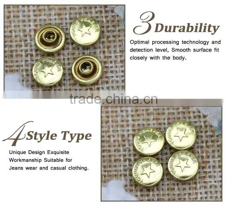 8mm brass metal rivet fashion style single cap jean stud for denim