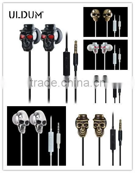 ULDUM Brand high quality hot sell metal music player mp3 mp4 skull earphones headphones