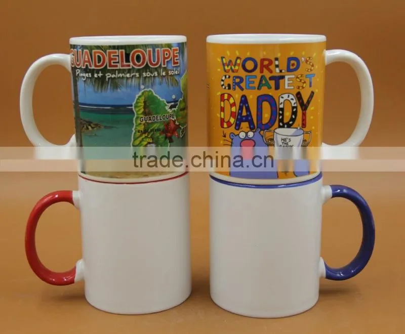 Blank sublimation mug or color handle sublimation mug