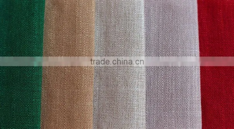 plain dyed solid color woven linenette blend nylon viscose fabric
