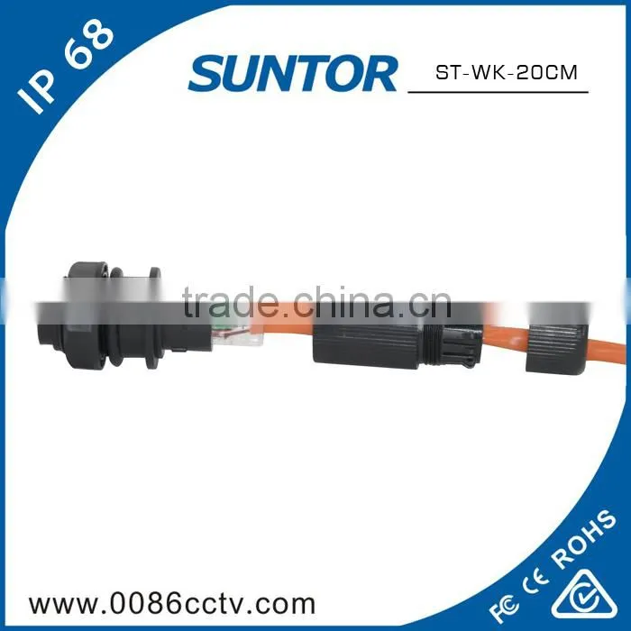 Black Nylon 9 Pin Aviation Electrical Connectors To RJ45 Converter For POE