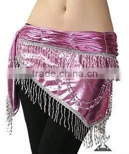 Wuchieal Golden and Silver Beaded and Tassel Belly Dance Hip Scarf QC0441