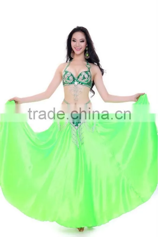 Wuchieal Professional Belly Dance Performance Skirt, Black Satin Skirt Long