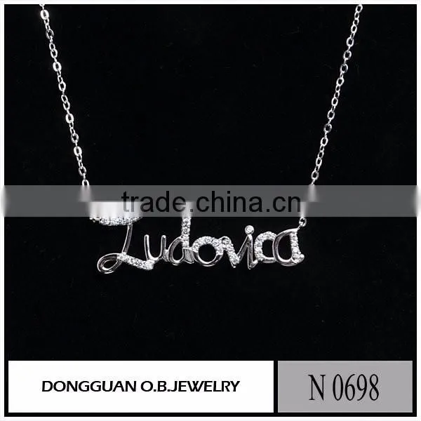 925 sterling silver lucky jewelry necklace fashion rhodium plated chain necklace from China