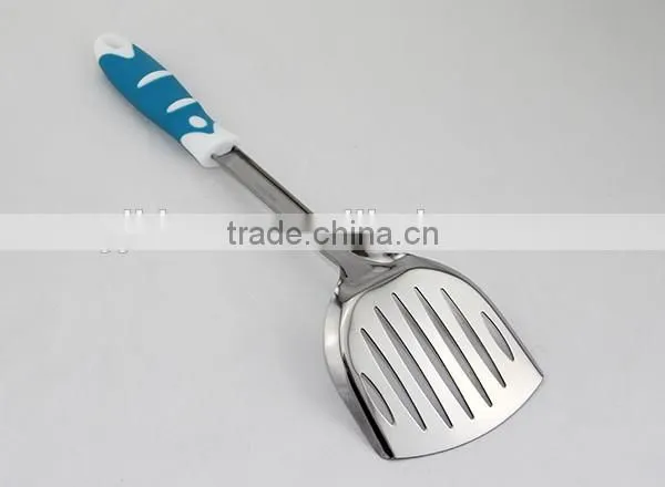 PP+TPR material handle type cooking tool stainless steel frying turner with gear edge