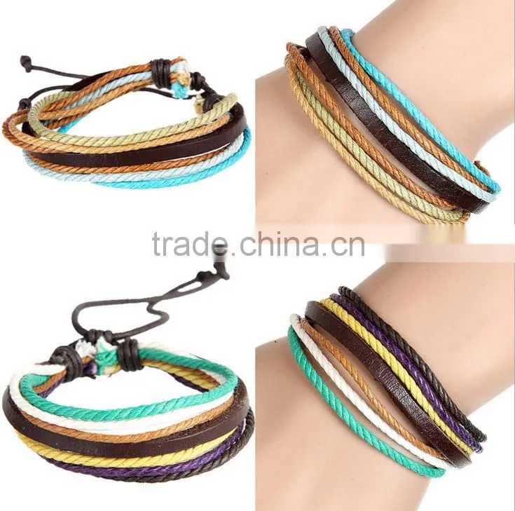 Fashion Men Jewelry Cow Rivet Skull Charms Leather Bracelet