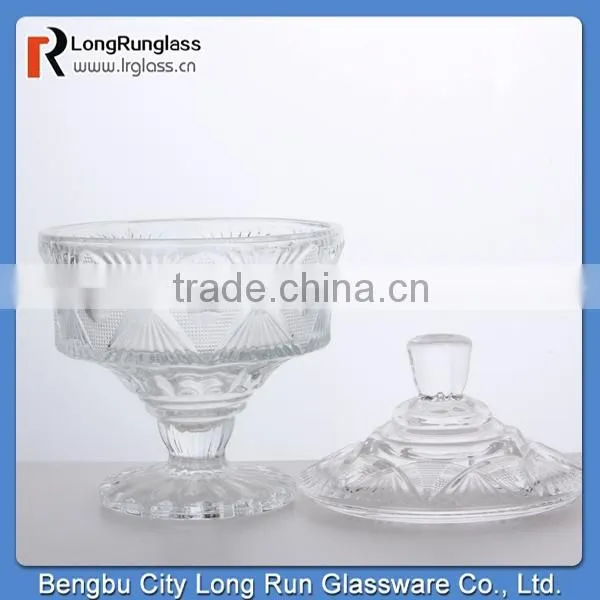LongRun 2015 new design embossed pattern glass candy dish