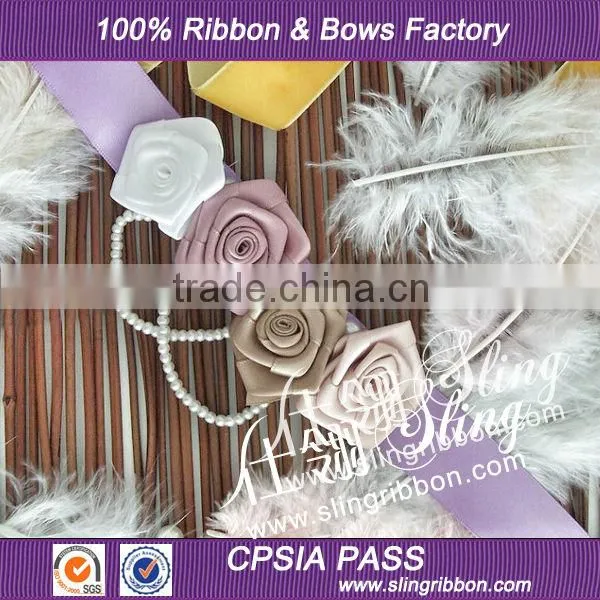 Wholesale Handmade Ribbon Flower Appliques For Garment Accessories