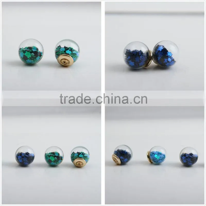 2016 New Korean fashion Wild European style simple double ball candy-colored wild earrings Women Brand earring jewelry