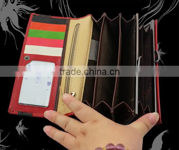 2015 hot selling PU leather wallet with fancy metal design for women or girls