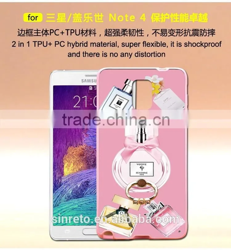 Phone Case For Samsung Note4 Slim Prefume TPU+PC With metal Ring