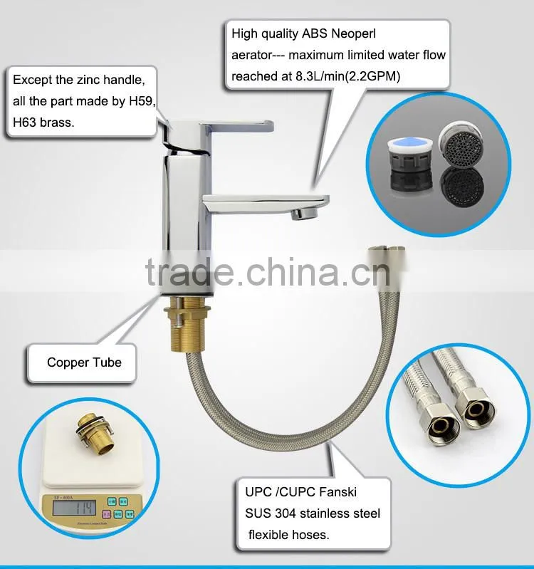 Zinc Handle Brass Basin Wash Basin Tap