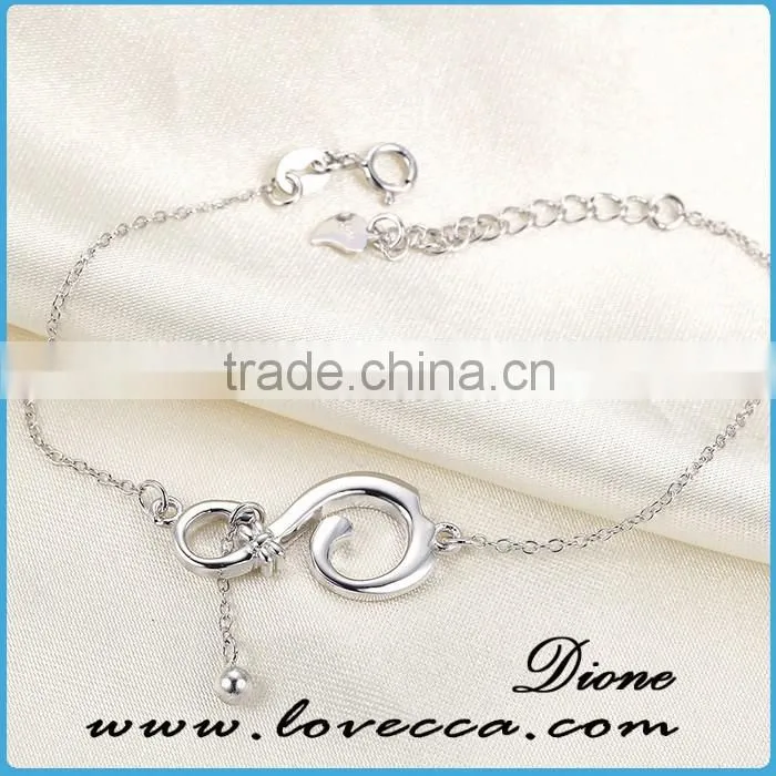 Top quality girlfriend gift jewelry fashion charms silver chain bracelet 2015 new product