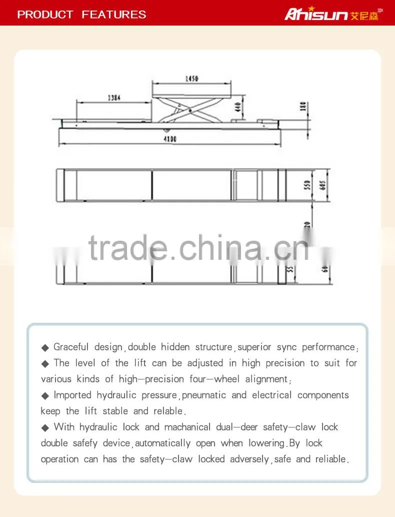 3.5 ton hydraulic wheel alignment scissor lift in ground