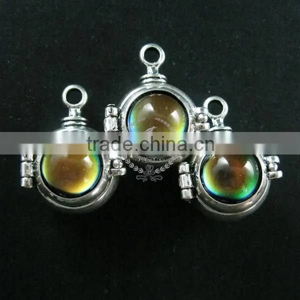 20mm vintage style brass antiqued silver steam punk vial pendant charm box with color change mood stone cabochon 1820254