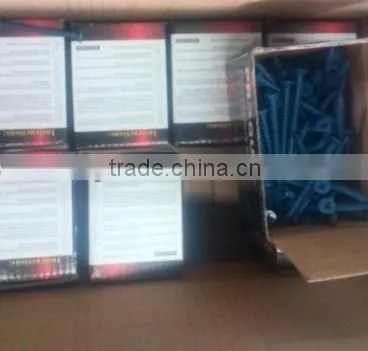 Flat head concrete screw with high-low thread blue ruspert plated
