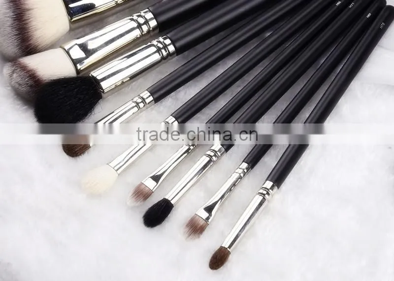 Top Grade Copper Ferrule 10pcs Private Label Makeup Brush black, High Quality Private Label Makeup Brush black