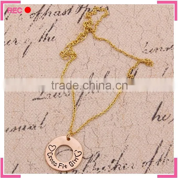 Personalized name necklace cross fit girl, circle imitation gold chain necklace