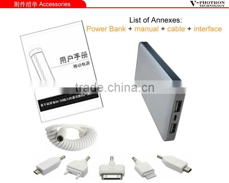 12000mah Slim Portable Metal Mobile Power Bank for smartPhone