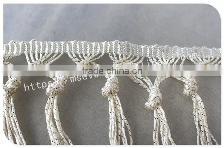 Fashion design off-white 15.5cm width knot polyester fringe trim wholesale