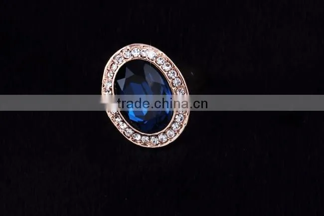 18K gold color rings with blue Gemstone 3gram gold ring