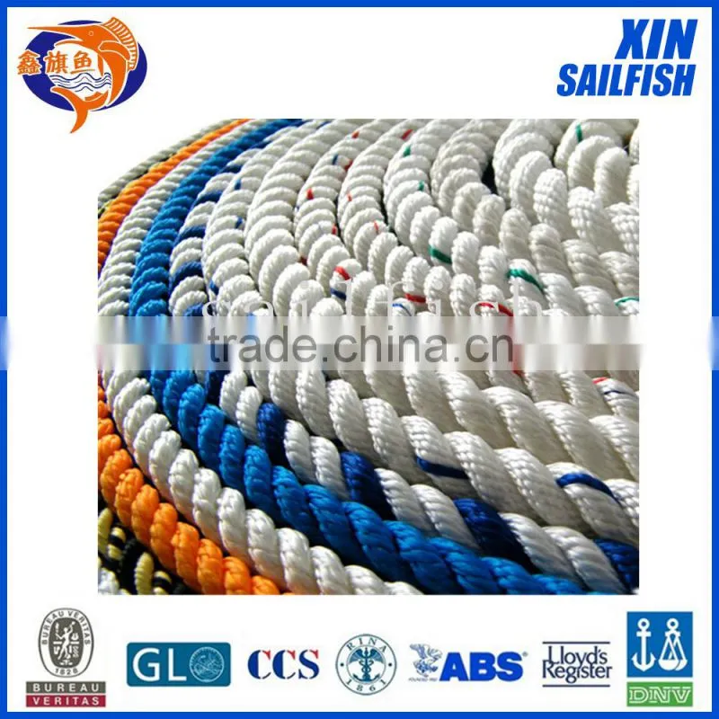 8 strands twisted nylon rope/polypropylene rope Braided Marine PP mooring rope