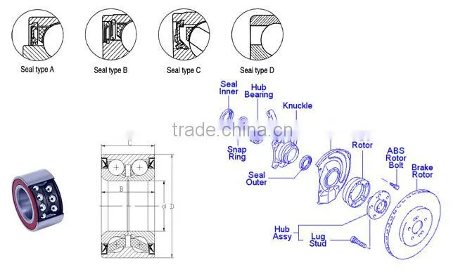 Wheel hub bearing units DAC43820045 43x82x45 auto parts DAC43820045 bearing 43BWD06B FW153 made in Japan