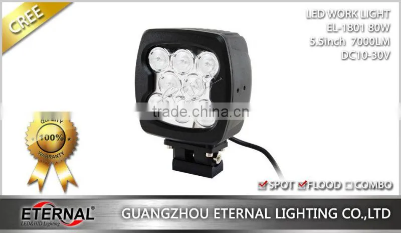 80W 5.5inch high power auto led work light heavy duty truck excavator light agriculture machinery equipment lamp