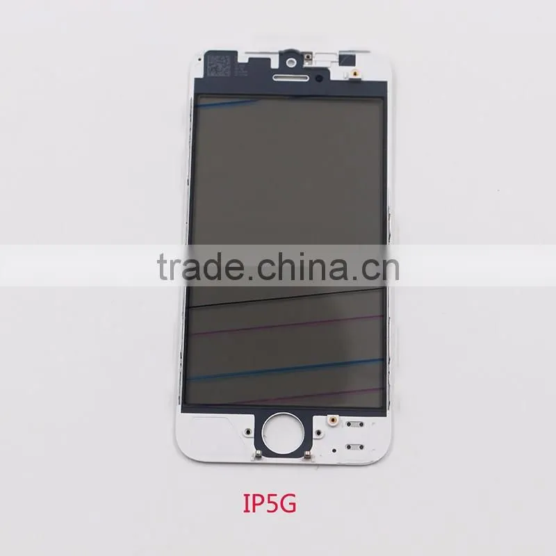 Front cover Glass with cold press cold glue frame with OCA with original polarizer for iphone5 5s 5c