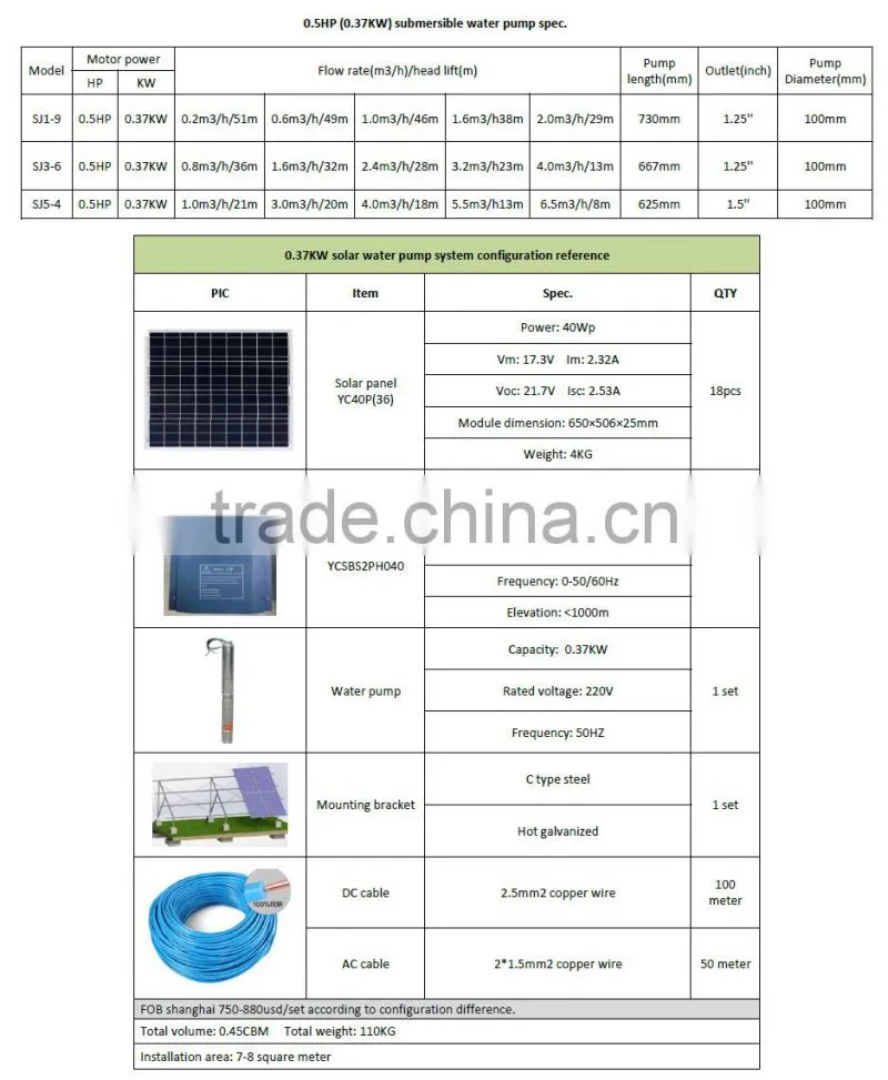 550W solar water pump inverter for 370w solar water pump system