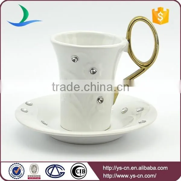 Ceramic tableware set round gold plating fancy tea set