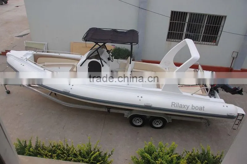 RILAXY High Speed Yacht Boat for sale, Low Price 24' Luxury RIB Boat with Orca Hypalon Tube RIB 730, Mini Yacht Made in China