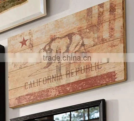 Shabby Wooden Sign for Home Decor Custom Rustic Wooden Flag OEM Solid Wood Picture