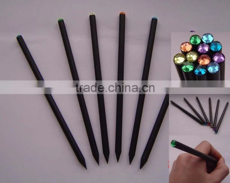 New Design Black Custom Wooden Pencil with Crystal