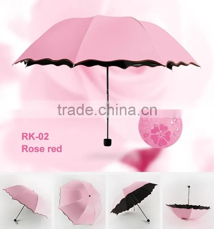 Meet water show the flower sun umbrella with UV, 3 folding umbrella